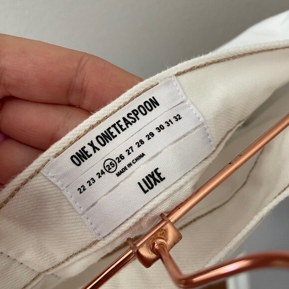 One Teaspoon Wild Thing Skirt Size 25 XS White Denim Festival Wrap Mini Jean - Picture 7 of 9